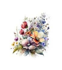 Sticker decorativ Buchet de Flori, Multicolor, 62 cm, 3603ST foto