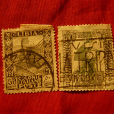 2 Timbre Libia Italiana 1921 , val. 5 si 50C , stampilate