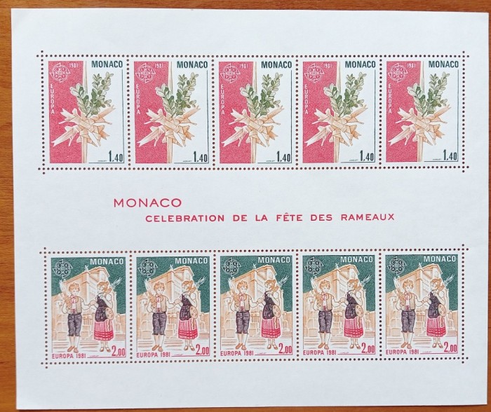 MONACO-1981-&#039;&#039;EU-CEPT.-serie 2val in BLOCde 10val&#039;&#039;(YV. 19=26e!!!. )-MNH NESTAMP. -Calitate EXTRA