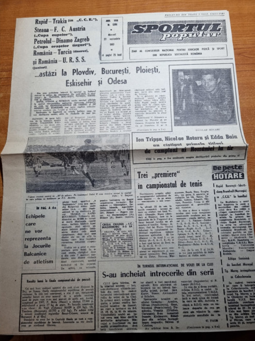 sportul popular 27 septembrie 1967-oina,rapid-trakia,petrolul-zagreb,steaua