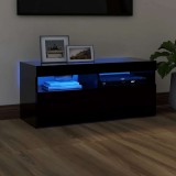 Comodă TV cu lumini LED, negru, 90x35x40 cm