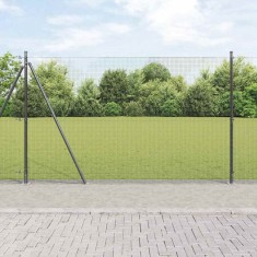 vidaXL Gard din s&acirc;rmă sudată cu 13 st&acirc;lpi flanșați gri 1.6x25 m oțel