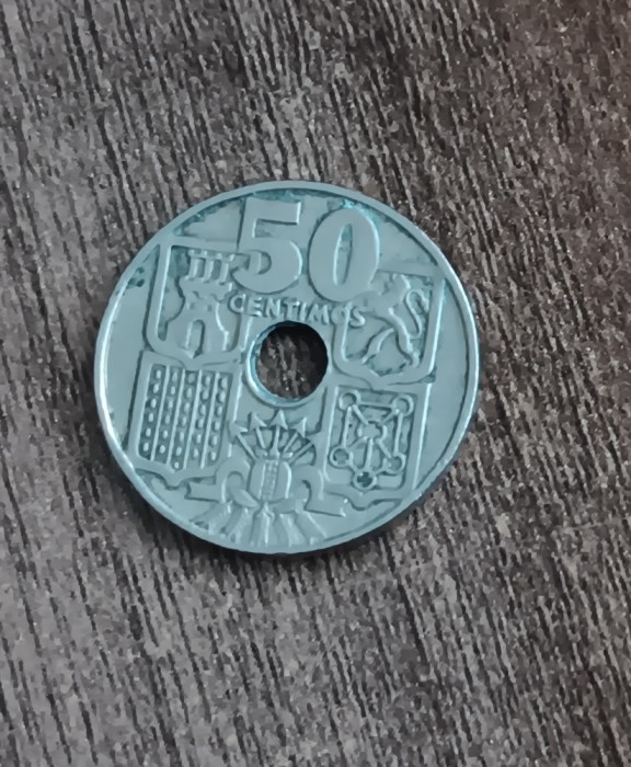 C50 - Moneda foarte veche - 50 centimos ante euro - Spania - 1949