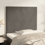 vidaXL Tăblii de pat, 2 buc, gri &icirc;nchis, 80x5x78/88 cm, catifea