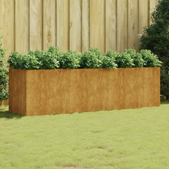 Strat &icirc;nălțat de grădină, 280x80x80 cm, oțel corten