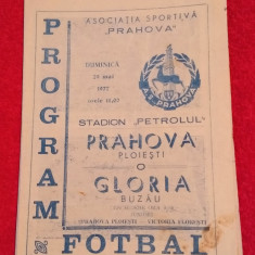 Program meci fotbal PRAHOVA PLOIESTI - GLORIA BUZAU (29.05.1977)
