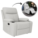 Fotoliu confortabil tip canapea extensibila, piele ecologica gri deschis, JollyMag, SOF01SZ