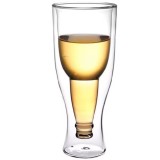 Pahar de bere Pufo cu pereti dublii din sticla borosilicata, design inedit, 400 ml- efect vizual uimitor