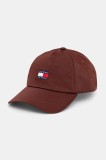 Tommy Jeans șapcă de baseball din bumbac culoarea maro, cu imprimeu, AM0AM12933