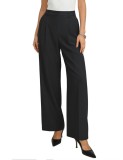 Pantaloni de costum pentru femei, slim, talie &icirc;naltă, business, cu buzunare &ndash; Negru L