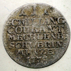 G.359 GERMANIA MECKLENBURG-SCHWERIN 1 SCHILLING 1775 ARGINT 1,0g