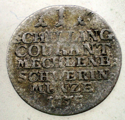 G.359 GERMANIA MECKLENBURG-SCHWERIN 1 SCHILLING 1775 ARGINT 1,0g foto