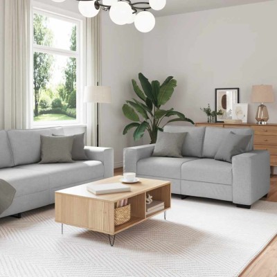 Set de canapele cu perne, 3 piese, gri nor, textil foto