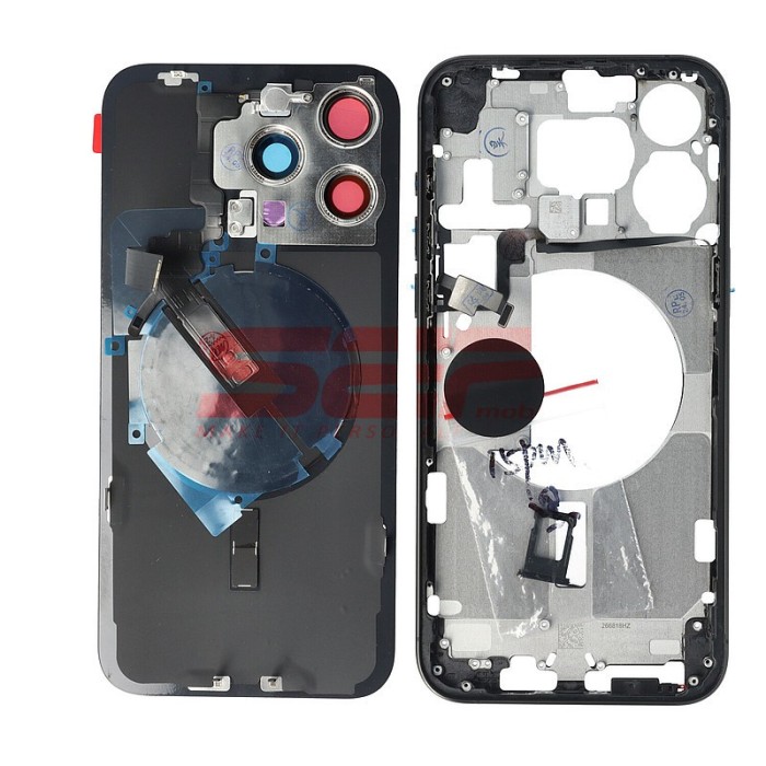 Carcasa completa + uper flex iPhone 15 Pro Max BLACK