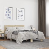 VidaXL Cadru de pat, stejar sonoma, 135x190cm, lemn prelucrat și metal