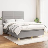 Cumpara ieftin Pat box spring cu saltea, gri deschis, 140x190 cm, textil