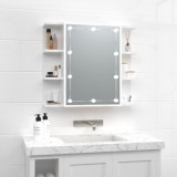 Dulap cu oglinda si LED, alb extralucios, 70x16,5x60 cm GartenMobel Dekor, vidaXL