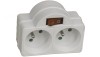 Adaptor 2 prize Domino 2x16 A, cu intrerupator, alb