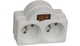 Adaptor 2 prize Domino 2x16 A, cu intrerupator, alb
