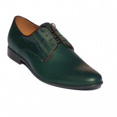 Pantofi eleganti barbatesti, din piele naturala, verde, Conhpol 4592 foto