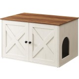 FEANDREA Litiera mascata tip mobilier cu usi model hambar, compartiment cu separator, 80x53x50 cm, alb Household NewTrend