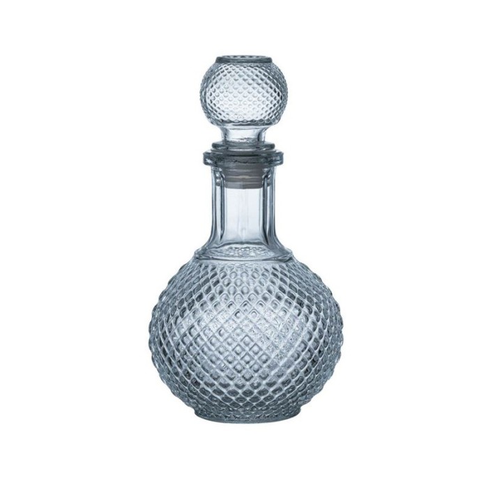 Sticla pentru lichior cu forma rotunda si romburi, 500 ml, transparenta, ATU-086883