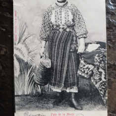 Carte postala clasica Fata de la munte, circ. 1902, port popular, perfecta