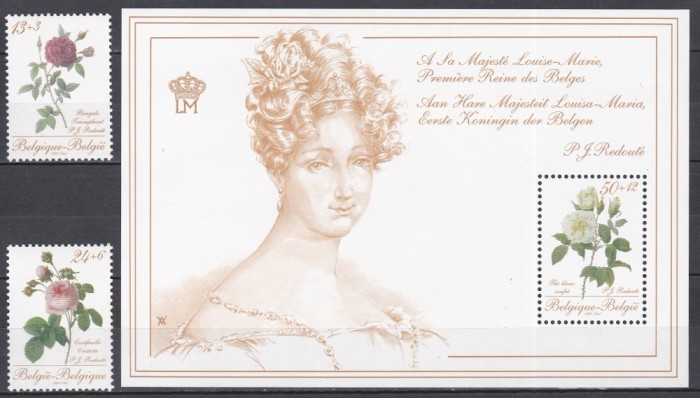 Belgia 1988 - Trandafiri, Serie + Colita, MNH