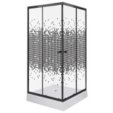 Pixel SQ 90 cabină de duș pătrată neagră cu tavă Victor plus
