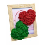 Tablou cu licheni personalizabil, inimi (Rosu Verde)