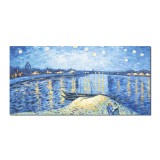 Tablou celebru pictat manual living, dormitor, Noapte instelata peste Ron, 120x60cm ulei pe panza, reproducere Vincent van Gogh