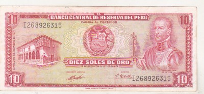 bnk bn Peru 10 soles de oro 1971 vf foto