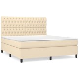 Cumpara ieftin Pat continental cu saltea, crem, 180x200 cm, textil