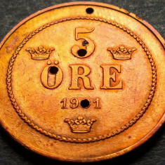 Moneda 5 ORE - SUEDIA 1901 demonetizata, rara! *cod 566 = DE COLECTIE!