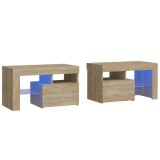 Cumpara ieftin Noptiere cu lumini LED, 2 buc., stejar sonoma, 70x36,5x40 cm