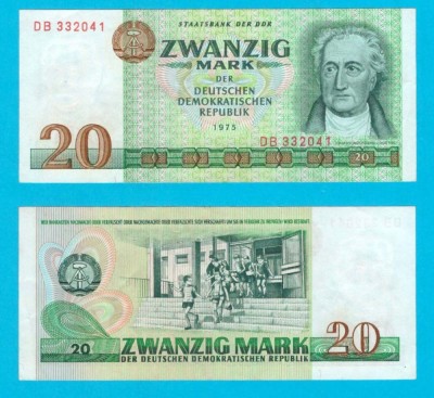 Germania RDG (p#29) 20 Mark 1975 aUNC &amp;#039;Goethe&amp;#039; serie: DB 332041 foto