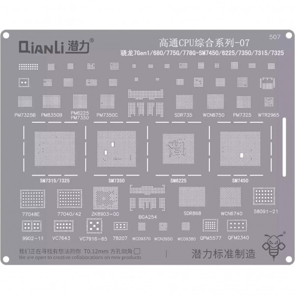 Sita BGA QIANLI QS507 pentru CPU Qualcomm SnapDragon 7 Series