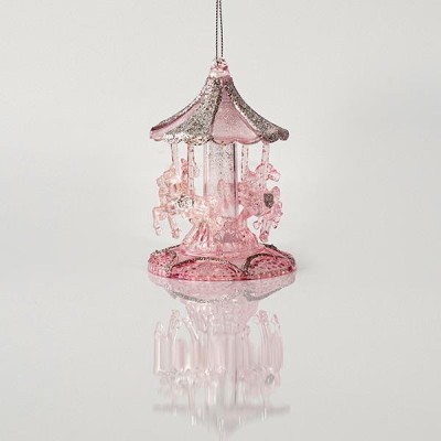 Set 2 ornamente brad Pink Carrousel foto