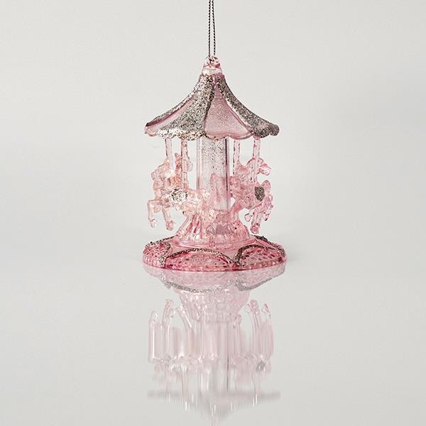Set 2 ornamente brad Pink Carrousel