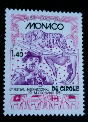 Monaco 1981 circul, tigru ,elefanți serie 1v nestampilata foto
