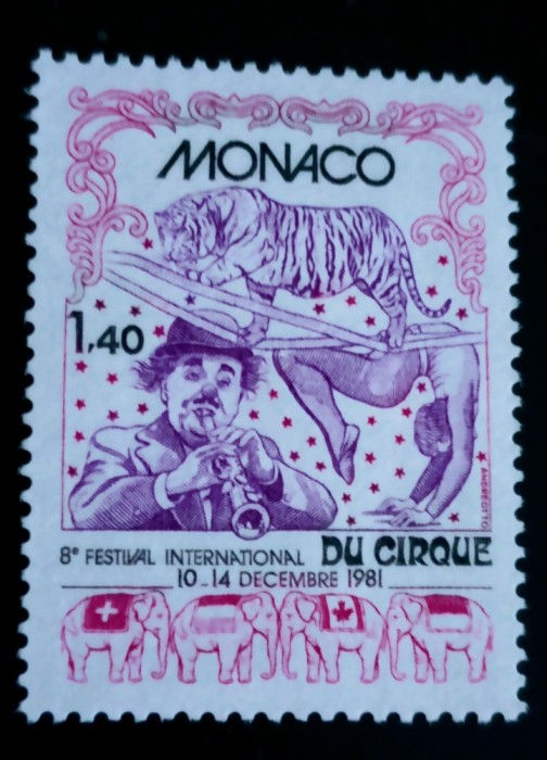 Monaco 1981 circul, tigru ,elefanți serie 1v nestampilata