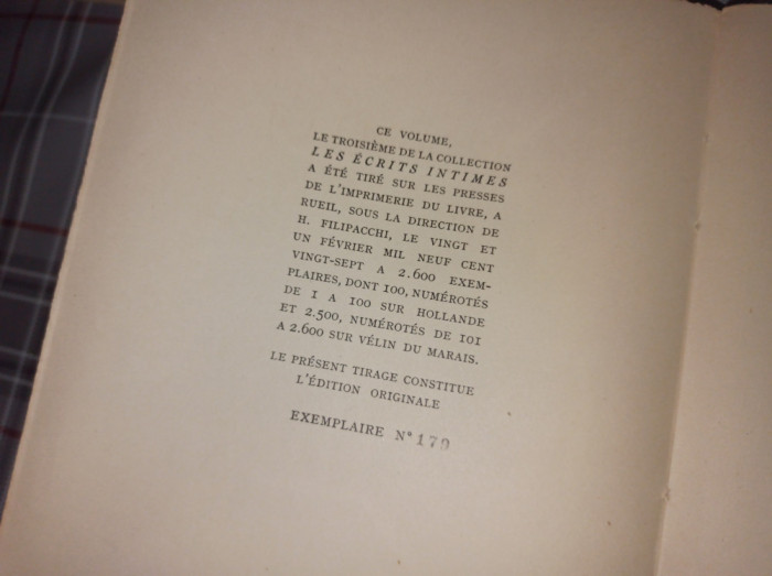 H.F.AMIEL - Philine, fragments in&eacute;dits du journal intime, 1927 / EDITIE DE LUX