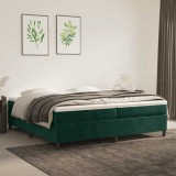 vidaXL Pat box spring cu saltea, verde &icirc;nchis, 200x200 cm, catifea 3144702