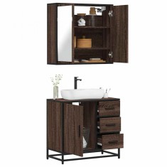 vidaXL Set mobilier de baie, 2 piese, stejar maro, lemn prelucrat 3300899