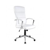Scaun directorial HM Aurelius, Ergonomic, Piele ecologica, Inaltime ajustabila, Suport lombar, Mecanism balans, 115 kg, 120x65x67 cm , Alb