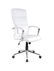 Scaun directorial HM Aurelius, Ergonomic, Piele ecologica, Inaltime ajustabila, Suport lombar, Mecanism balans, 115 kg, 120x65x67 cm , Alb