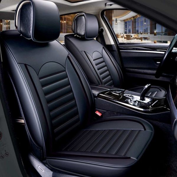 2 x LUX Huse Scaune pentru Masini Auto Universal Negru Piele