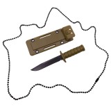 Cumpara ieftin Cutit Tactic Vanatoare IdeallStore&reg; Military Convoy 10cm Kaki, Teaca+Lant, Otel, Durabil, Camping Drumetii, Pescuit