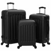 Set 3 Valize vidaXL Negre, Plastic ABS, 50x31x78 cm, Trolere, Roti 360&deg;, 20/24/28 inch, Durabile, Siguranta Incuietori