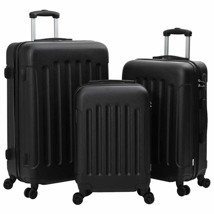 Set de valize 3 piese Carcasă rigidă Negru 20&quot; 24&quot; 28&quot; ABS